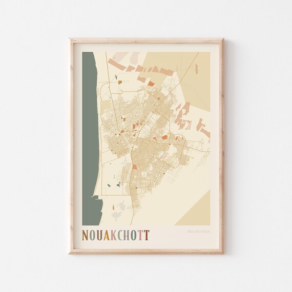 Nouakchott Map Poster Print Wall Art Mauritania Africa Travel Gift Boho Decor
