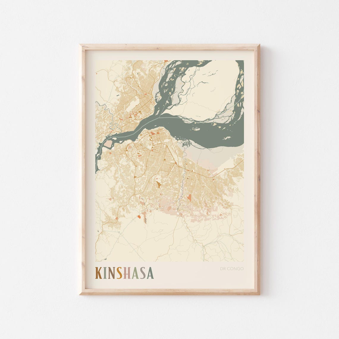 Kinshasa DR Congo River City Street Map Minimalist Art Poster