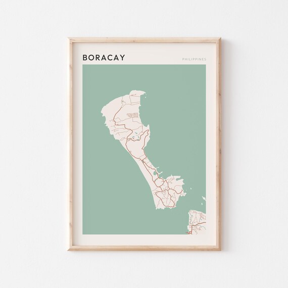 Boracay Map Poster Print Wall Art Philippines Travel Gift Scandi