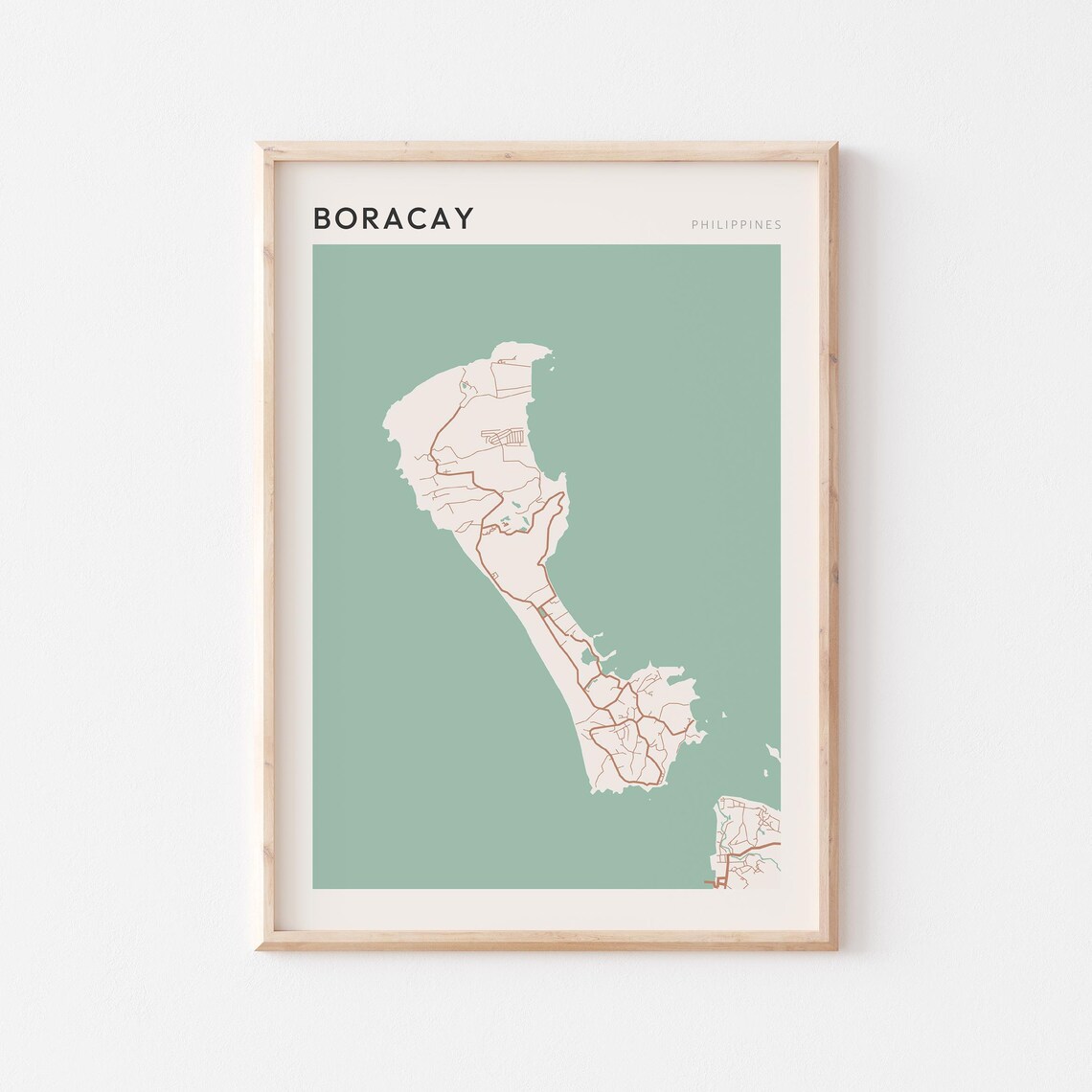Boracay Map Poster Print Wall Art Philippines Travel Gift Scandi