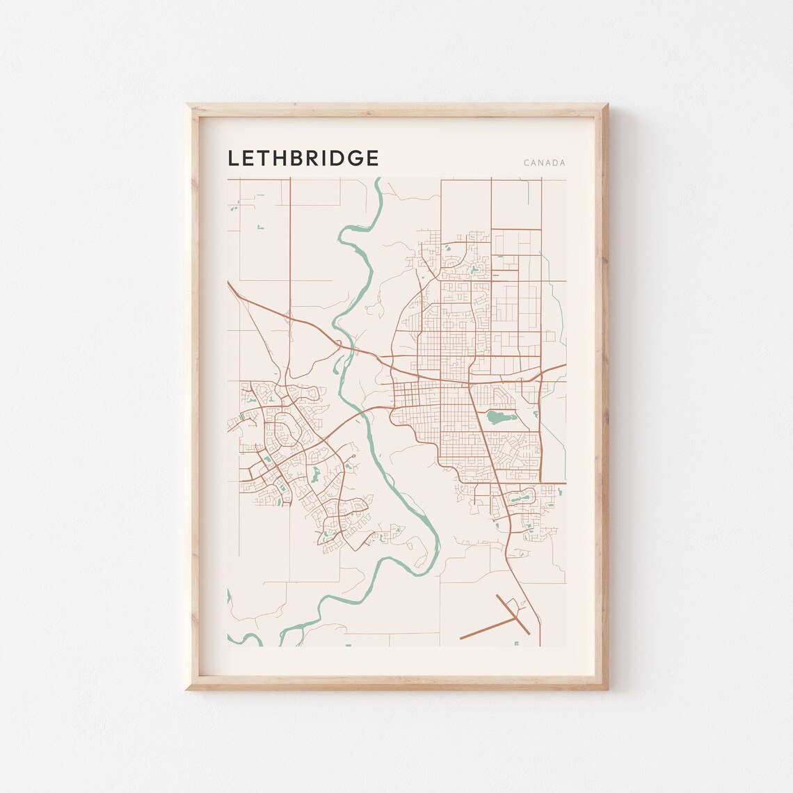 Lethbridge Map Poster, Canada Alberta Travel Print