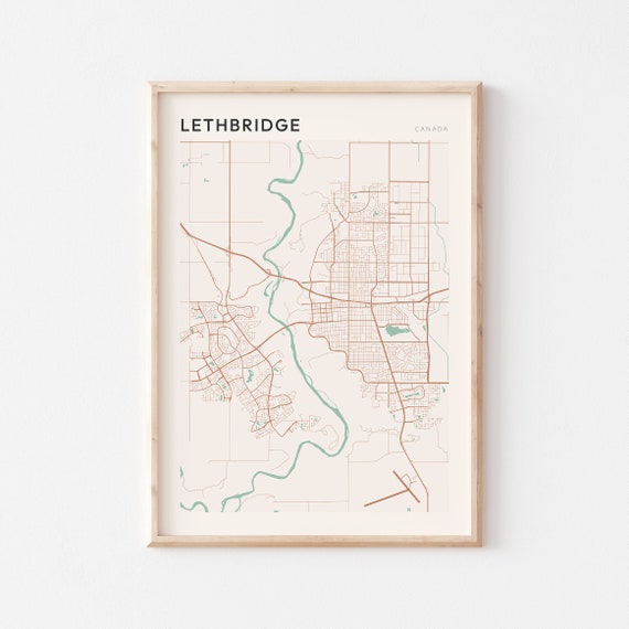 Lethbridge Map Poster, Canada Alberta Travel Print