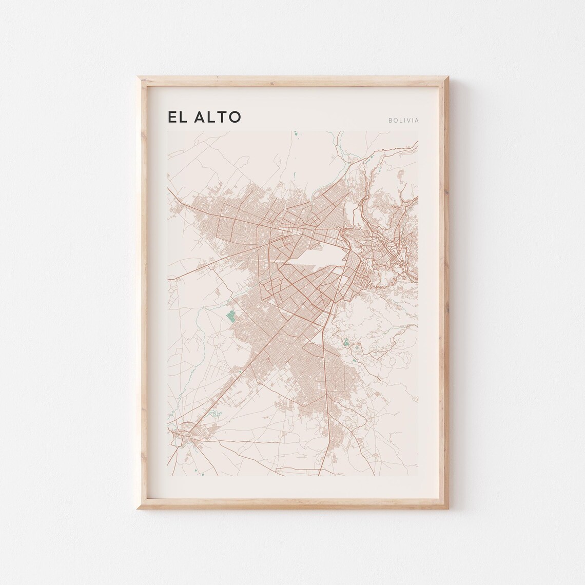 El Alto Bolivia City Map Poster Minimalist Travel Home Wall Decor