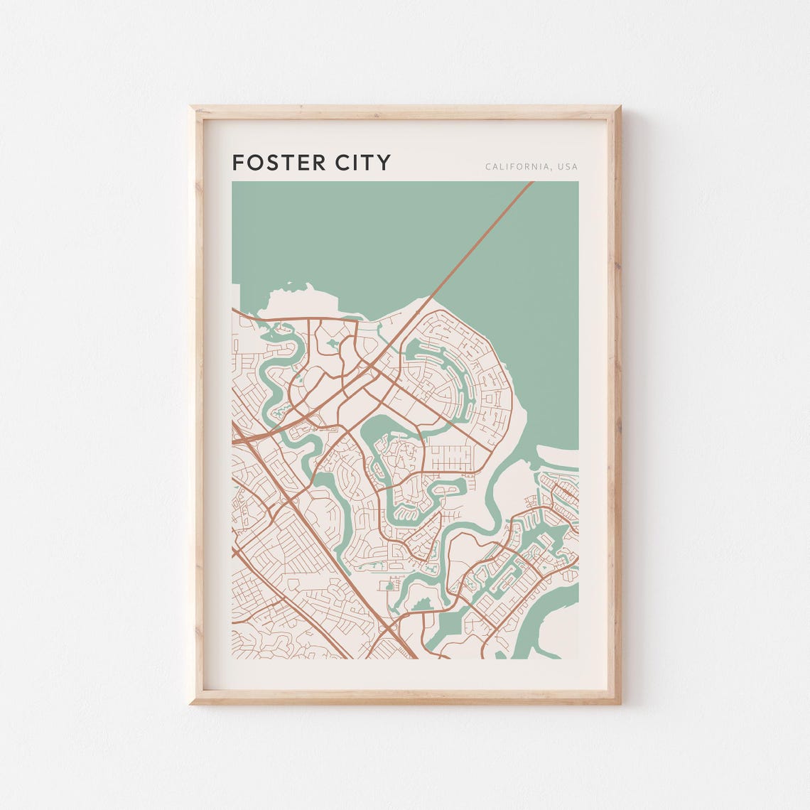Foster City Map Poster Foster City Print Foster City Poster Foster City Wall Art California Travel Gift Farmhouse Wall Decor