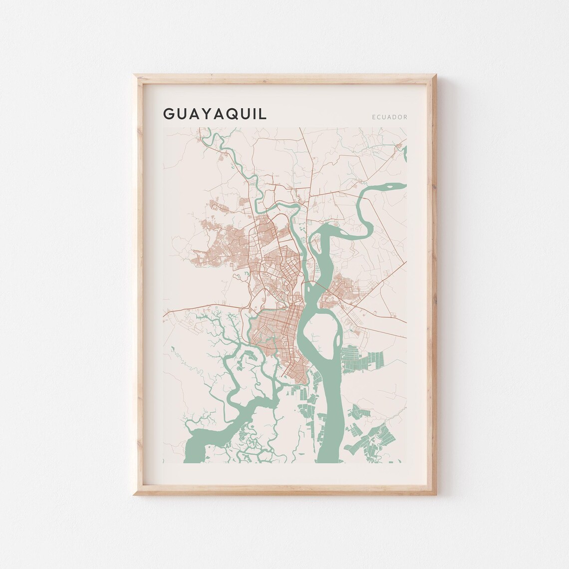 Guayaquil Map Poster Print Wall Art Ecuador Travel Gift Minimalist
