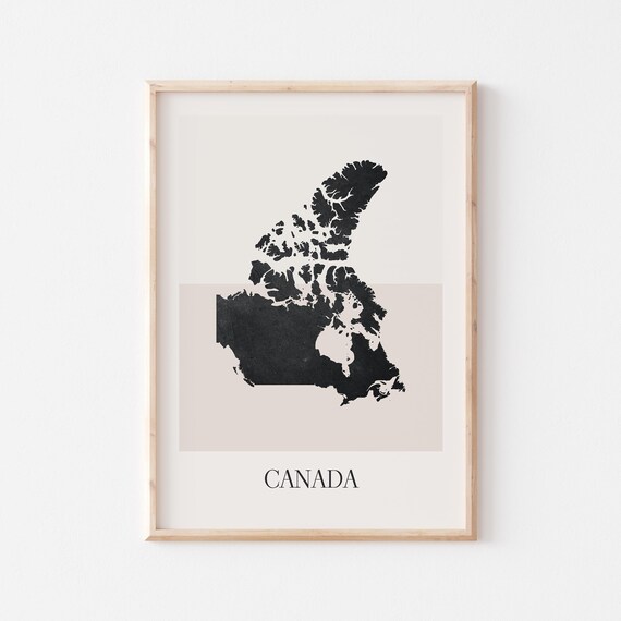 Canada Country Map Silhouette Minimalist Black Poster for Home