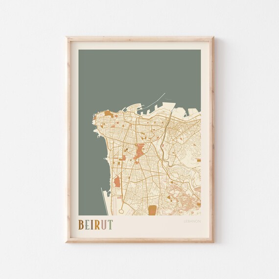 Beirut Map Poster Print Wall Art Lebanon Travel Gift Boho