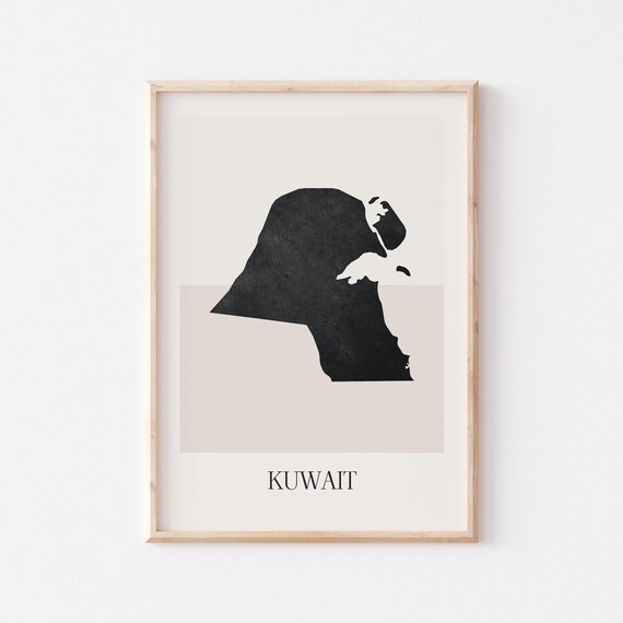 Kuwait Map Poster Print Minimalist Boho Wall Art Decor For Home Or Gift