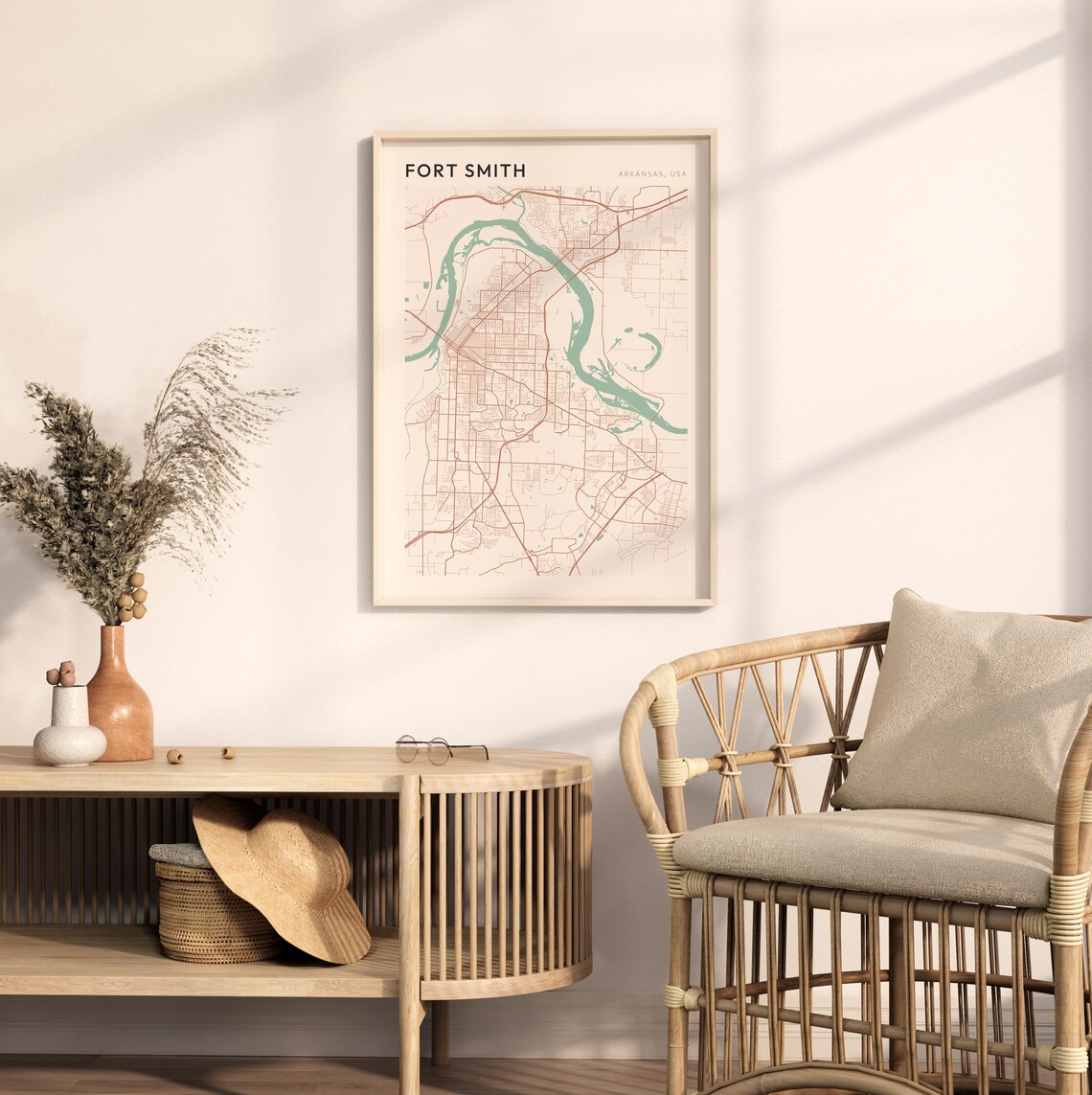 Fort Smith Arkansas Modern Minimalist Copper Street Map Decor Poster - Image 2
