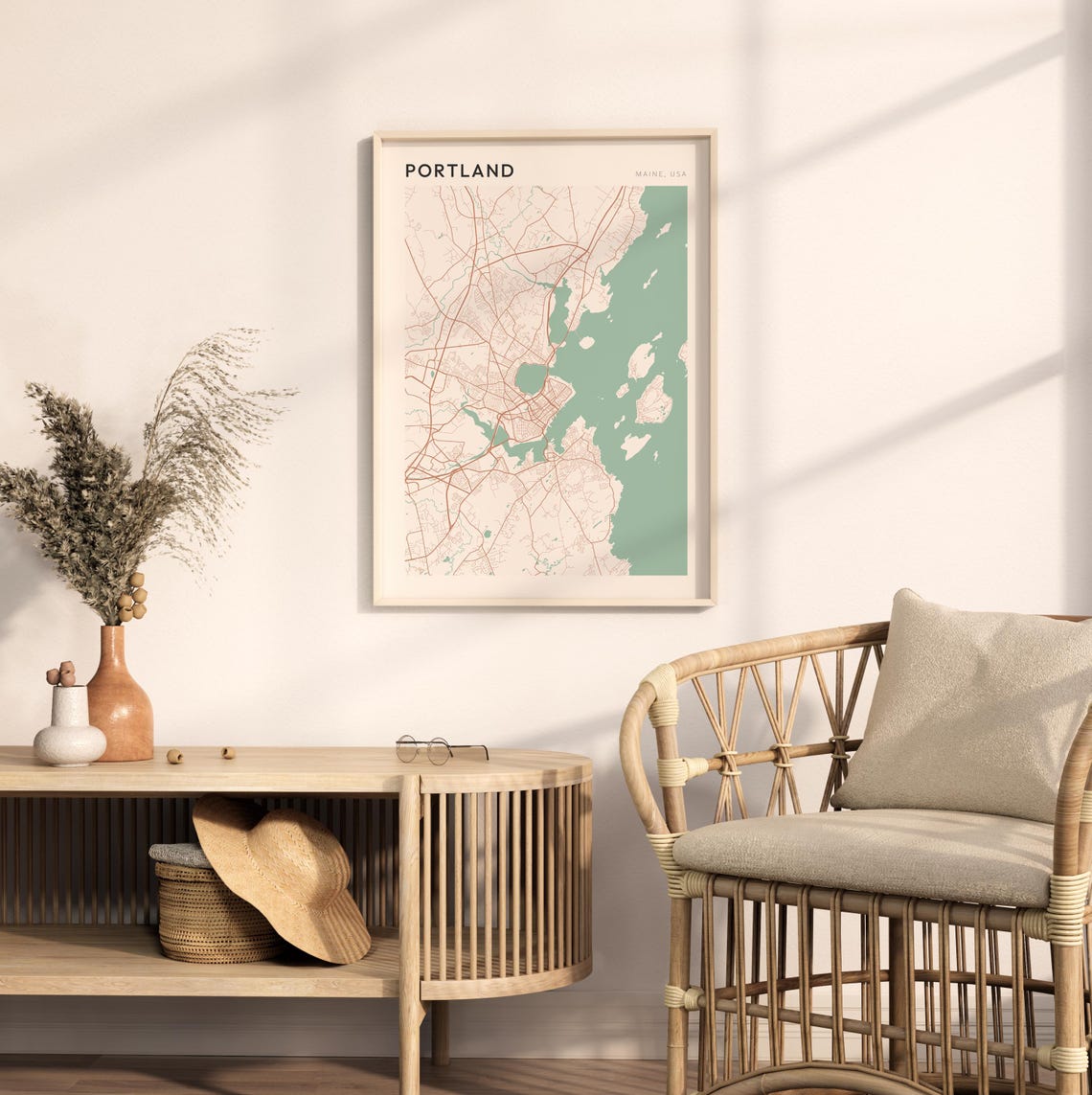 Portland Maine Modern Minimalist City Street Map Art Decor Poster - Image 2