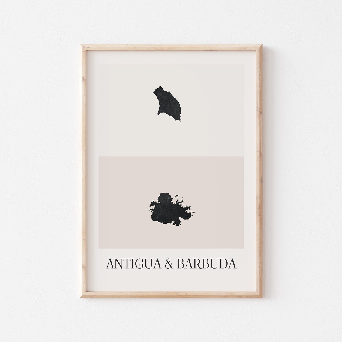 Antigua And Barbuda Black Silhouette Minimalist Country Map Poster