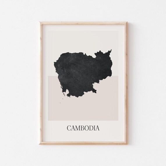 Cambodia Asia Country Map Silhouette Minimalist Poster for Home