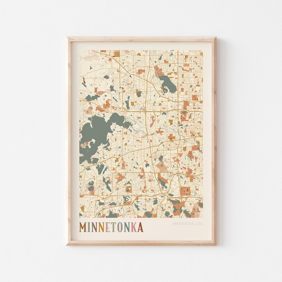 Minnetonka Minnesota Scandinavian Boho City Map Wall Decor Poster