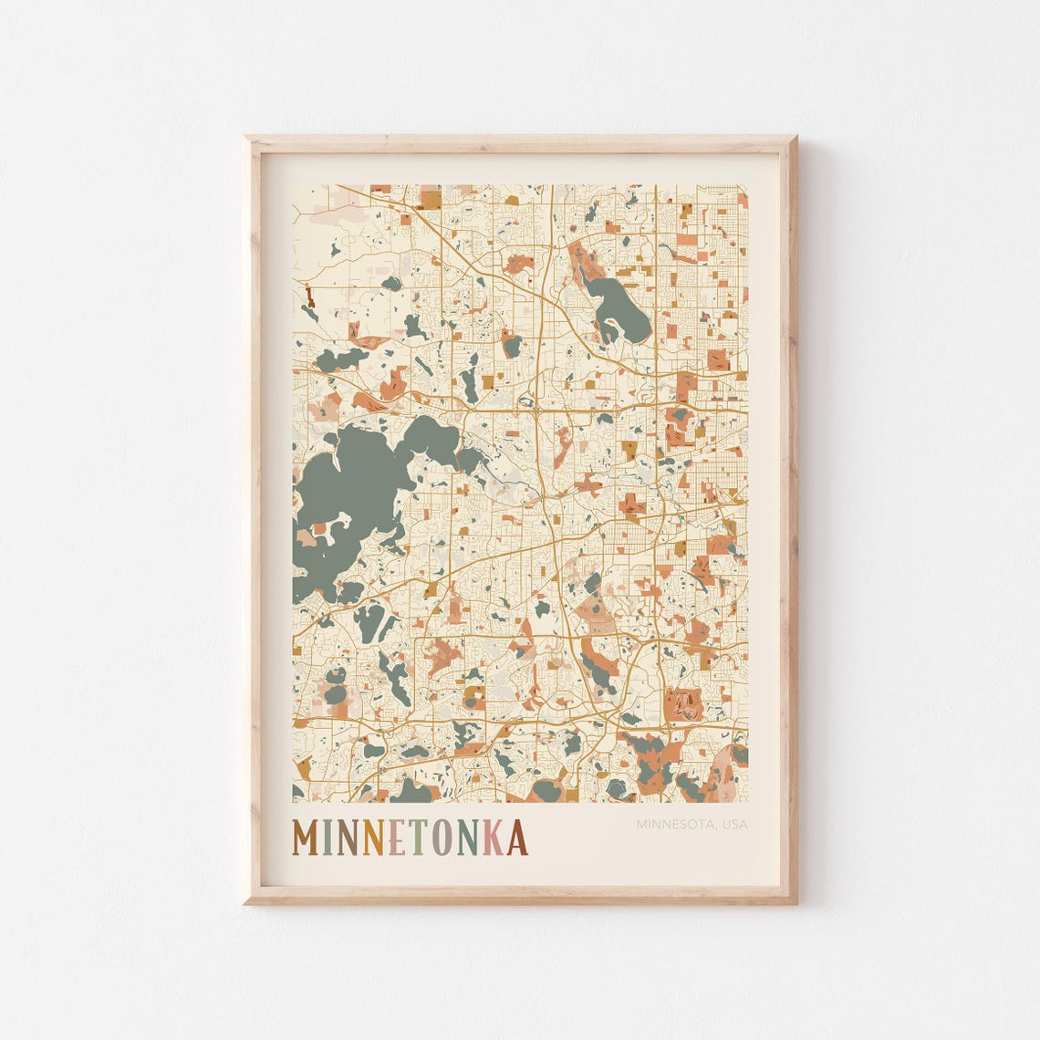 Minnetonka Minnesota Scandinavian Boho City Map Wall Decor Poster