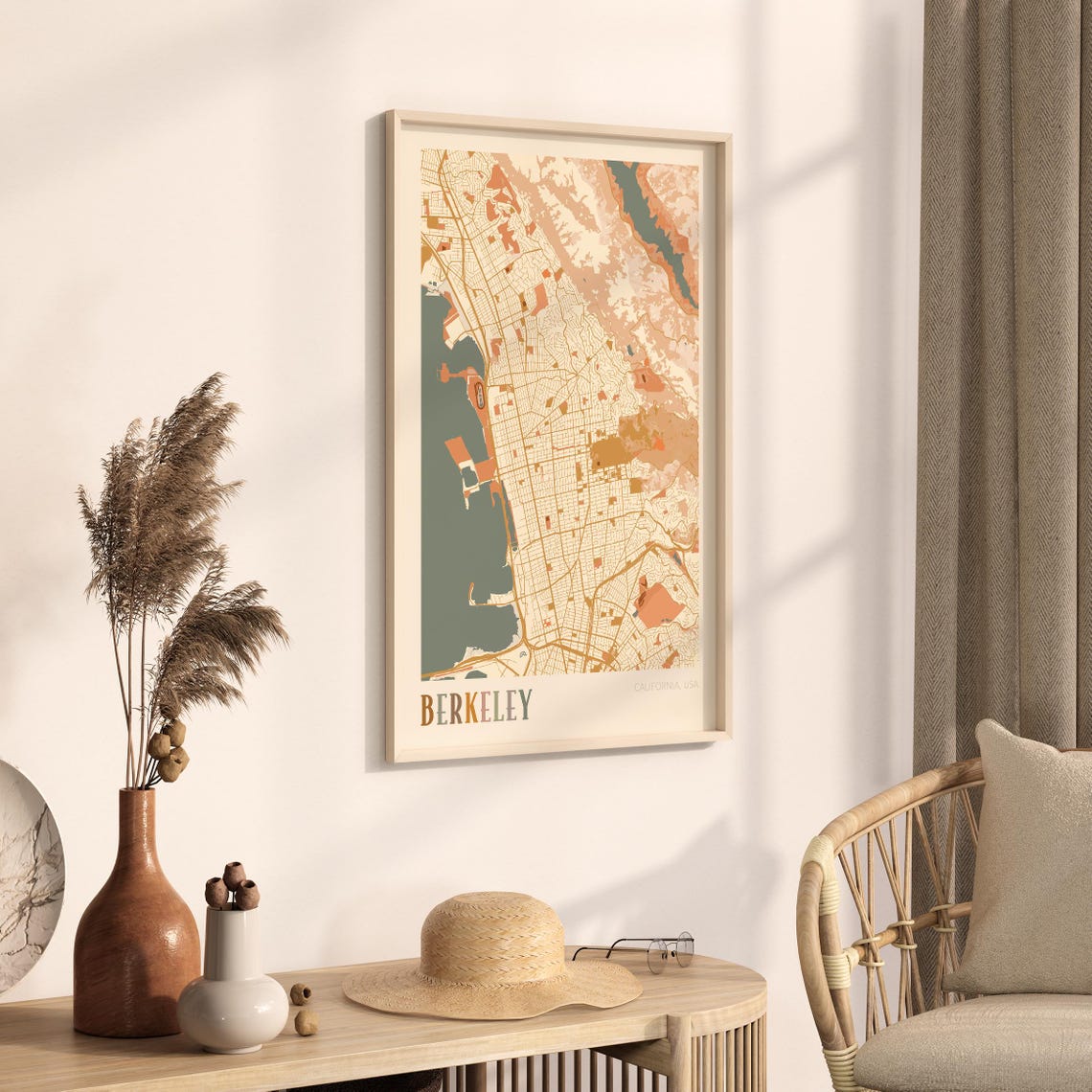 Berkeley California Stylized Vintage Street Map Modern City Art Poster - Image 3