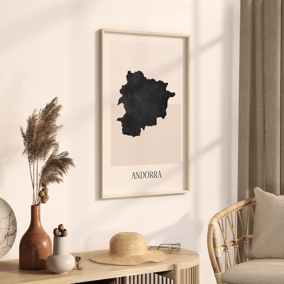 Andorra Pyrenees Black Silhouette Minimalist Country Map Poster - Image 3