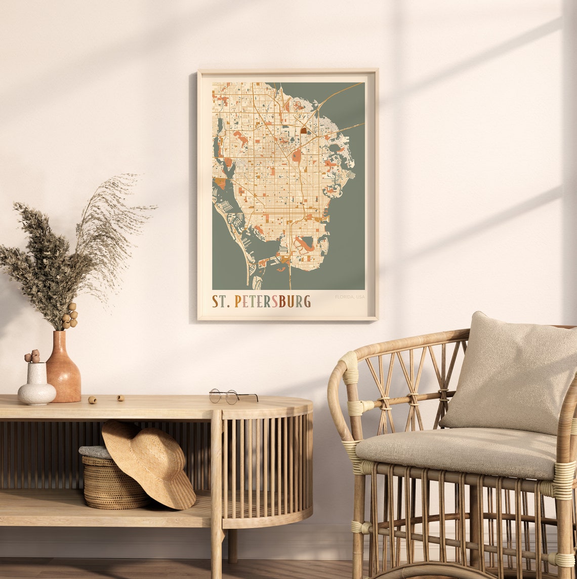 St Petersburg Map Poster St Petersburg Print St Petersburg Poster St Petersburg Wall Art Florida Travel Gift Boho Wall Art - Image 2