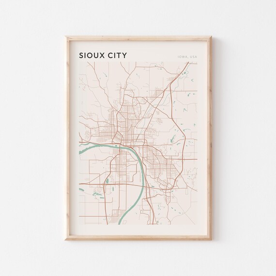 Sioux City Iowa City Map Poster Minimalist Line Art Modern Wall Decor Gift