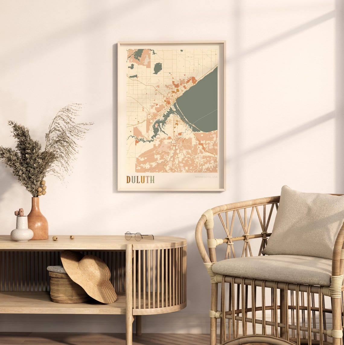 Duluth Minnesota Scandinavian Boho City Map Wall Decor Poster - Image 2