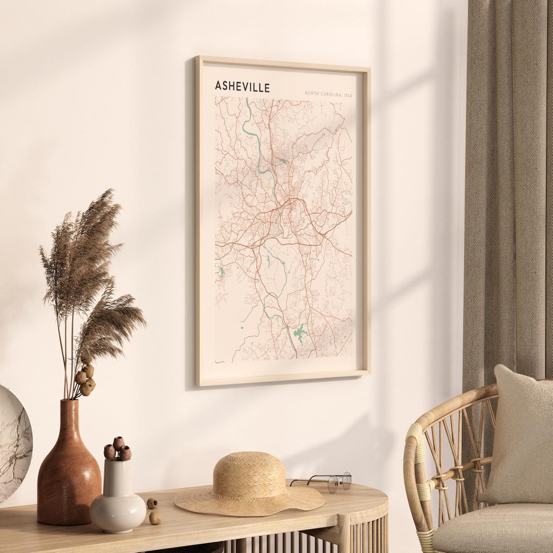 Asheville Map Poster Asheville Print Asheville Poster Asheville Wall Art North Carolina Travel Gift Farmhouse Decor - Image 3