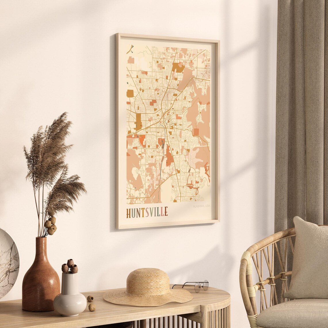 Huntsville Alabama Boho City Map Art Poster for Hometown Pride - Image 3