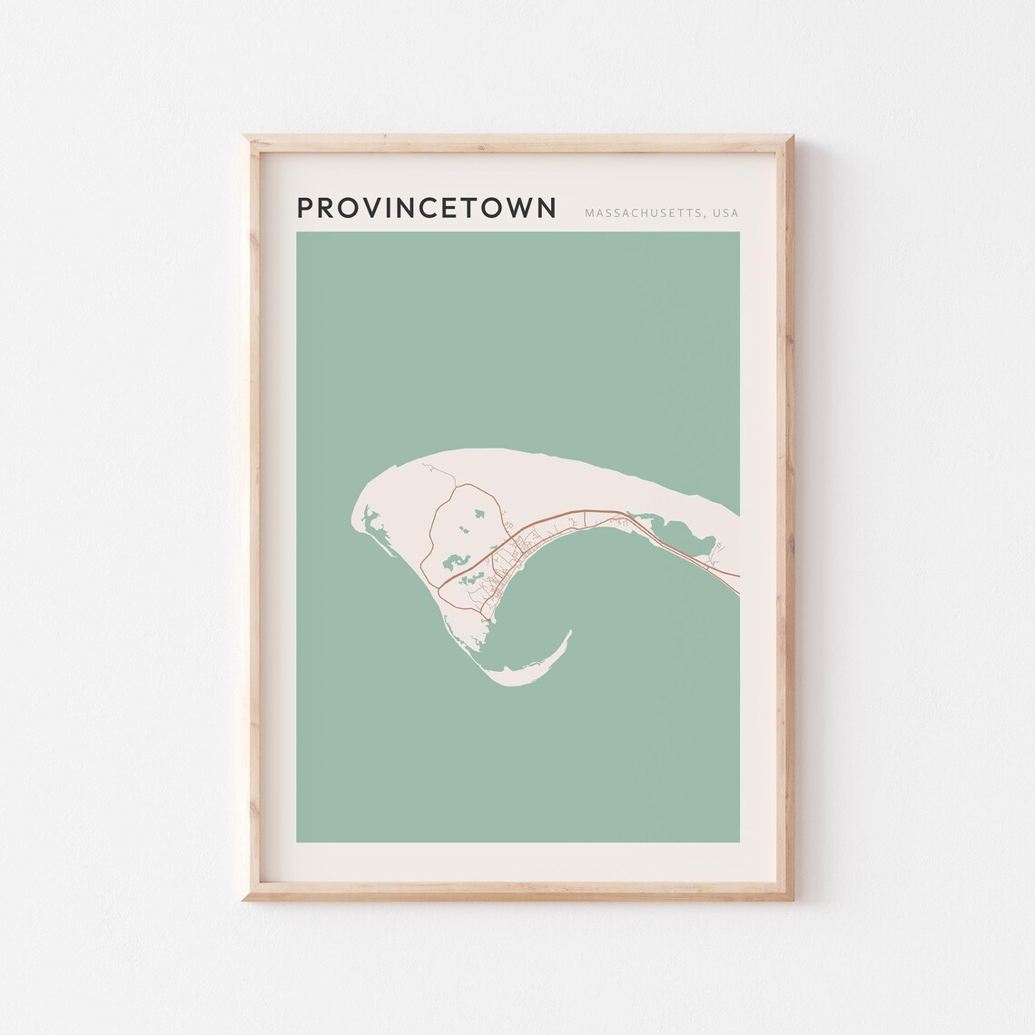Provincetown Massachusetts Modern Minimalist City Street Map Art Poster