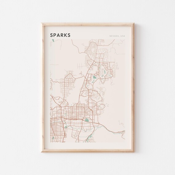 Sparks Nevada Minimalist Line City Street Map Poster for Home
