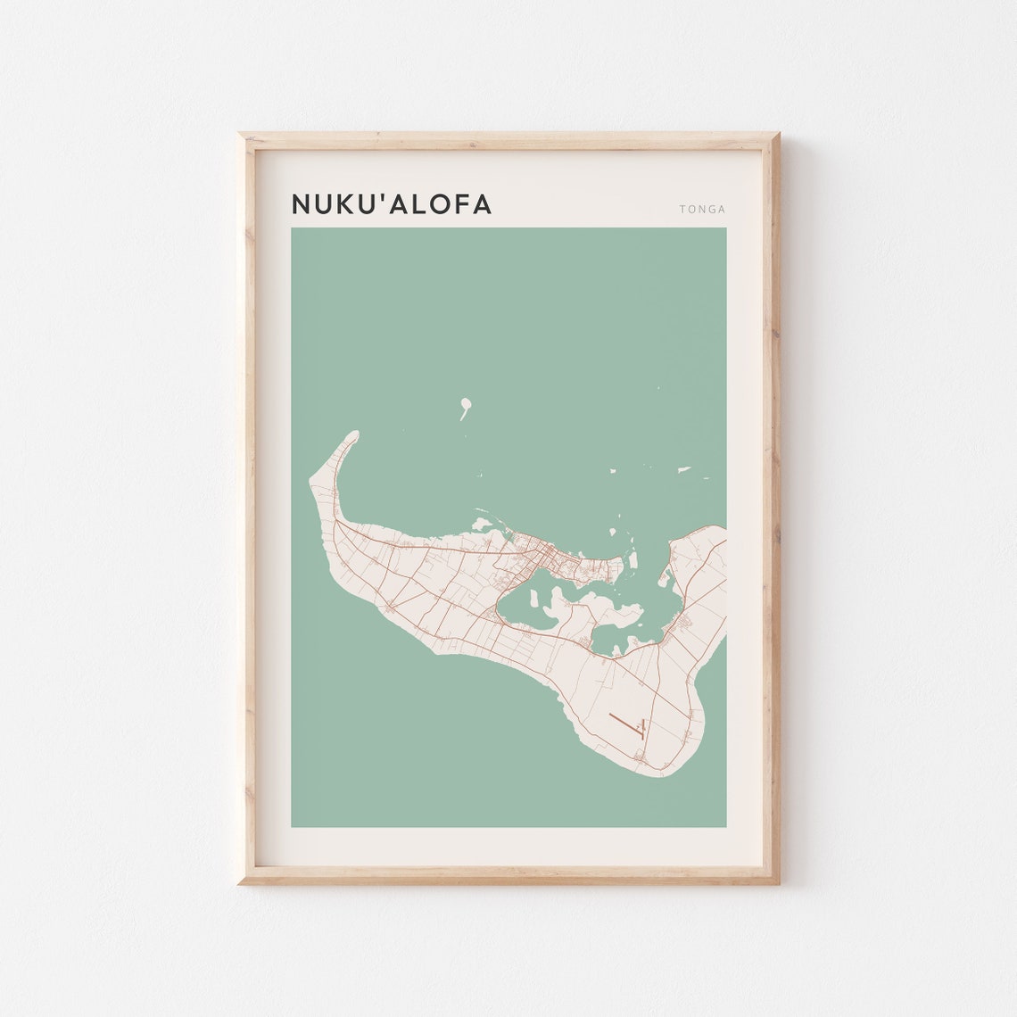 Nuku'alofa Tonga South Pacific Minimalist Boho Island City Map Poster