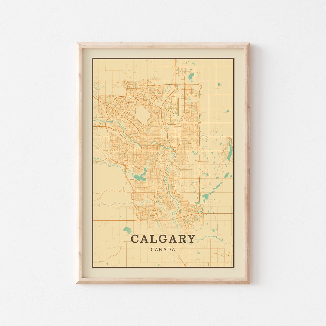 Calgary Canada Vintage Street Map City Art Poster Home Decor Gift