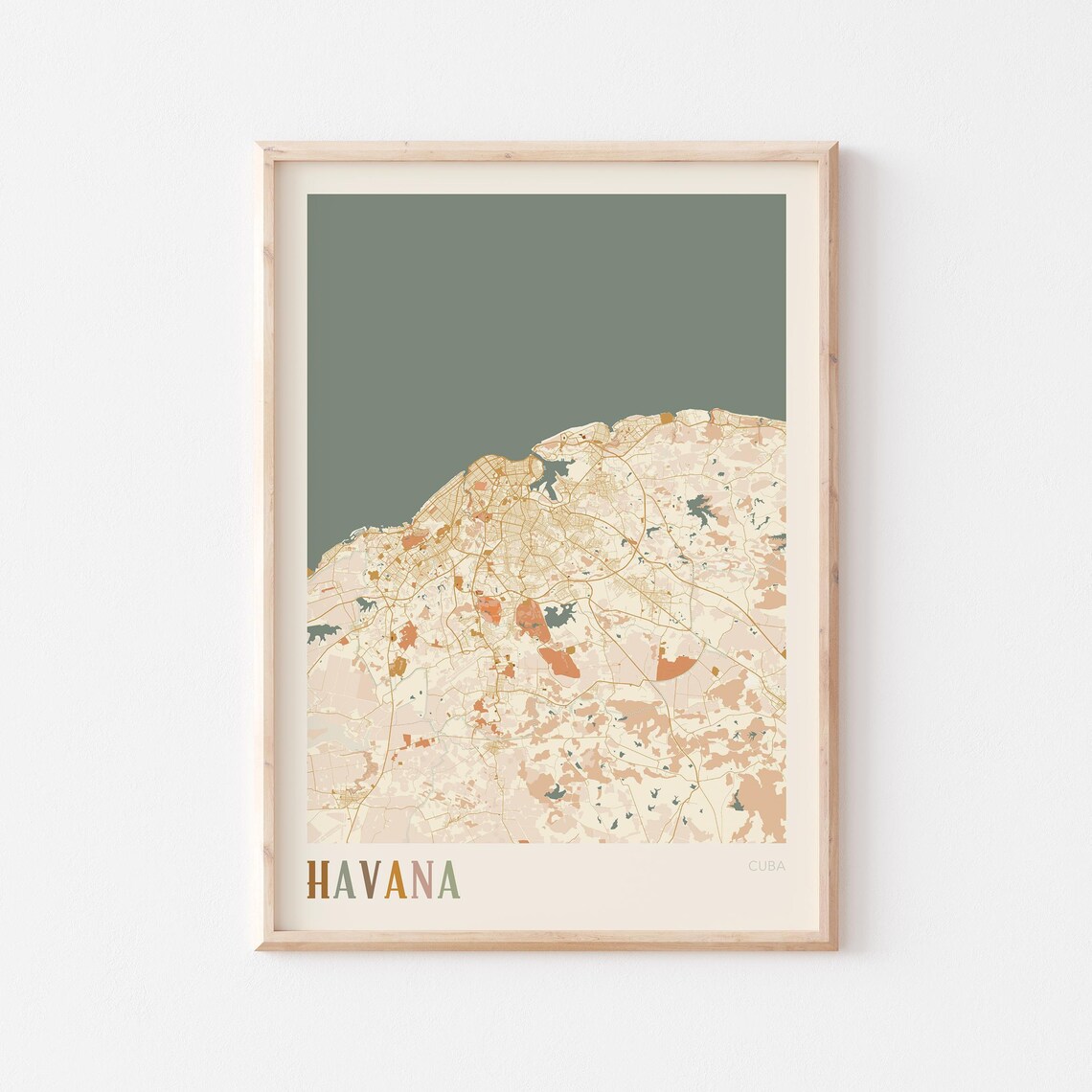 Havana Map Poster Print Wall Art Travel Gift Boho