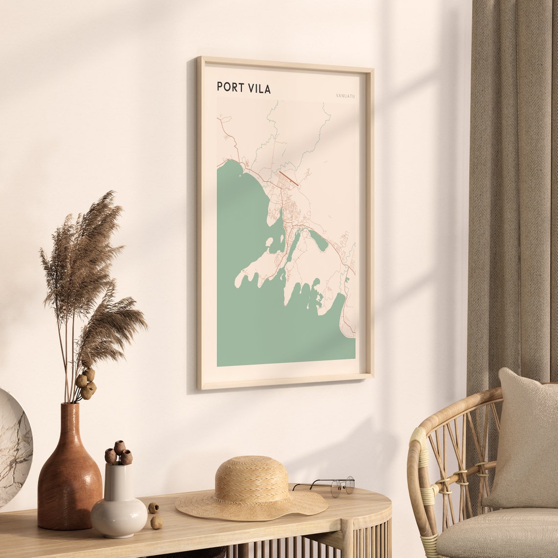 Port Vila Vanuatu South Pacific Minimalist Boho Harbor City Map Poster - Image 3
