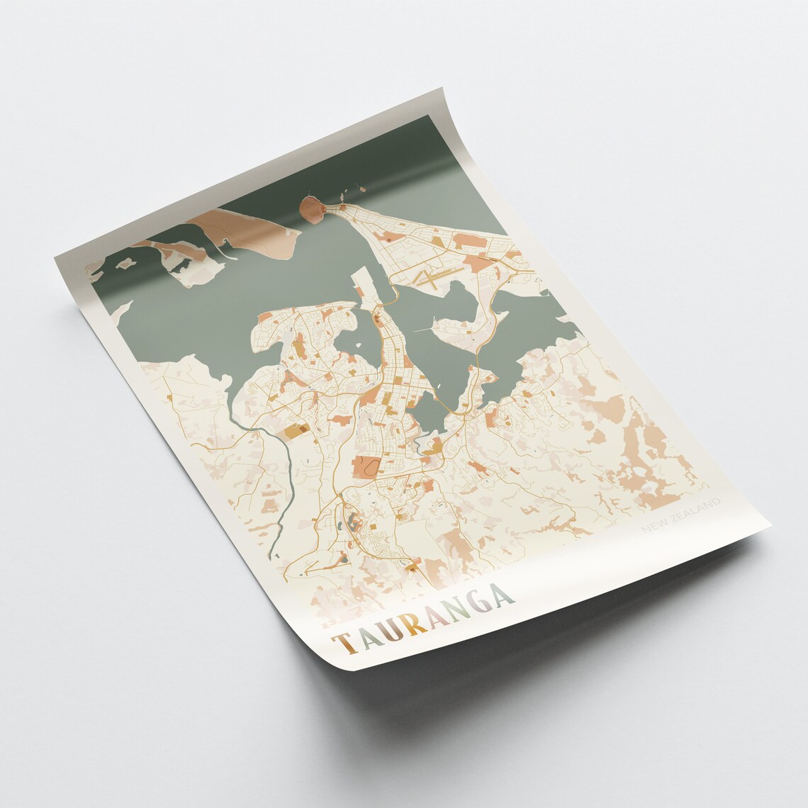 Tauranga New Zealand Boho Style Coastal Harbor City Map Poster - Image 2