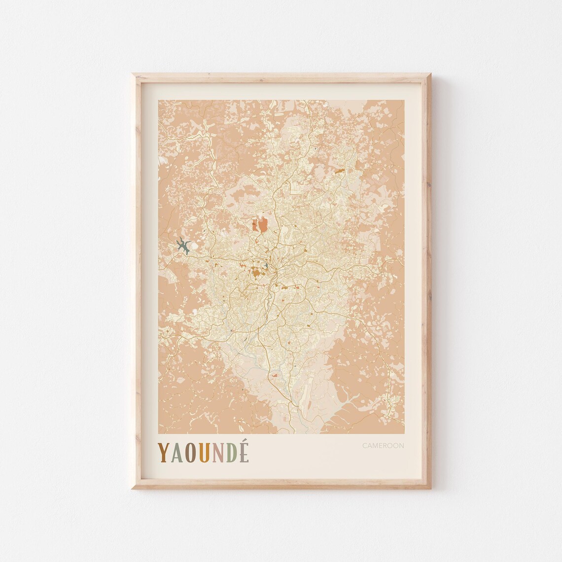 Yaounde Map Poster Print Wall Art Cameroon Travel Gift Boho Decor