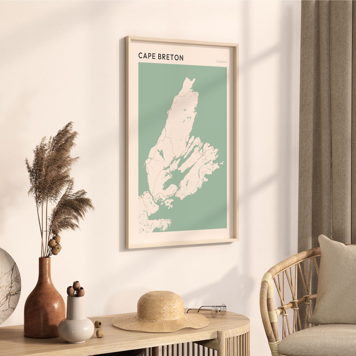 Cape Breton Nova Scotia Canada Modern Minimalist Island Map Poster - Image 3