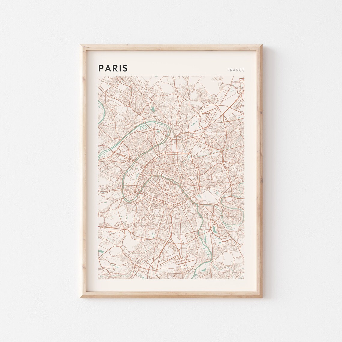 Paris France Minimalist City Street Map Art Poster Home Decor