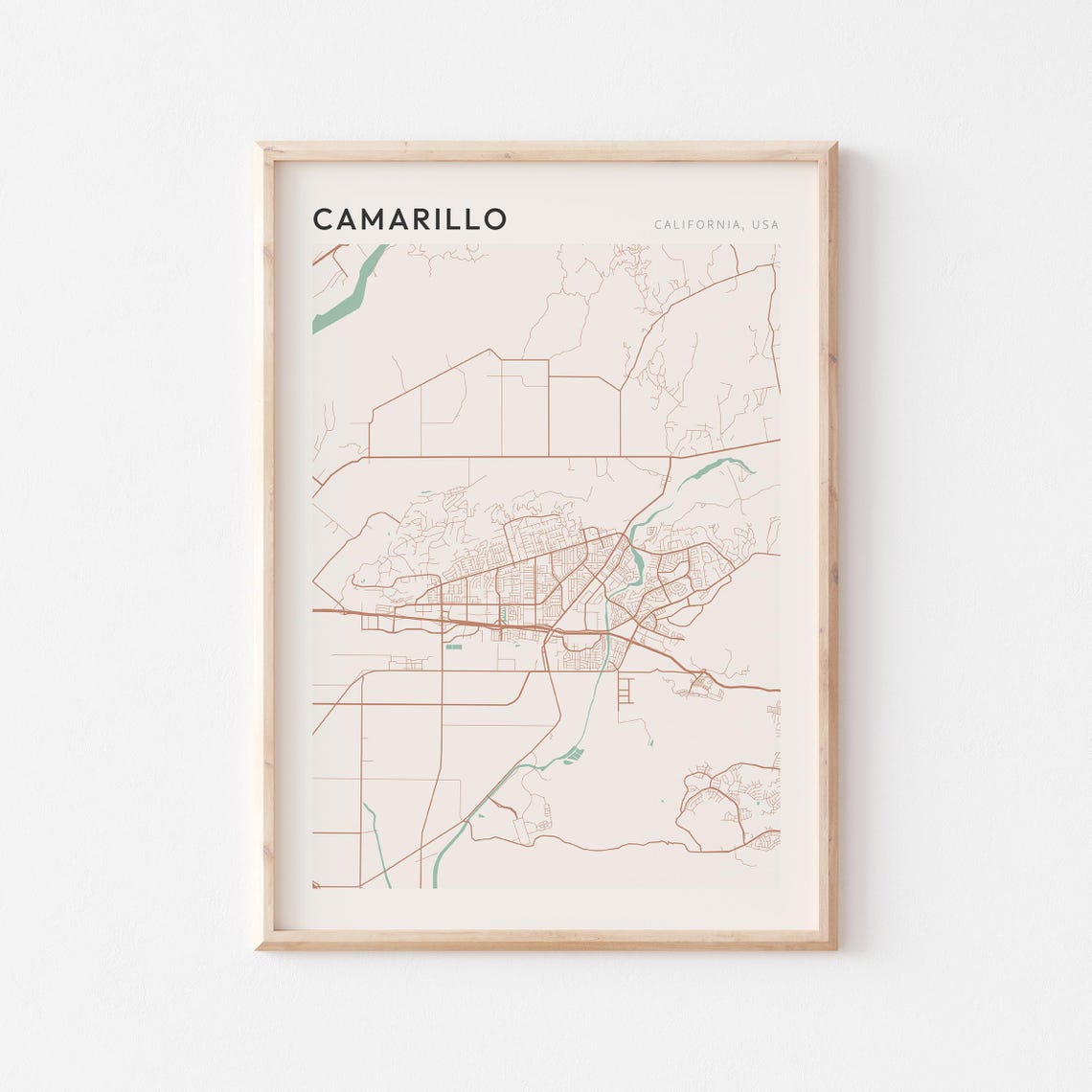 Camarillo California Minimalist Line Map Poster for Modern Decor