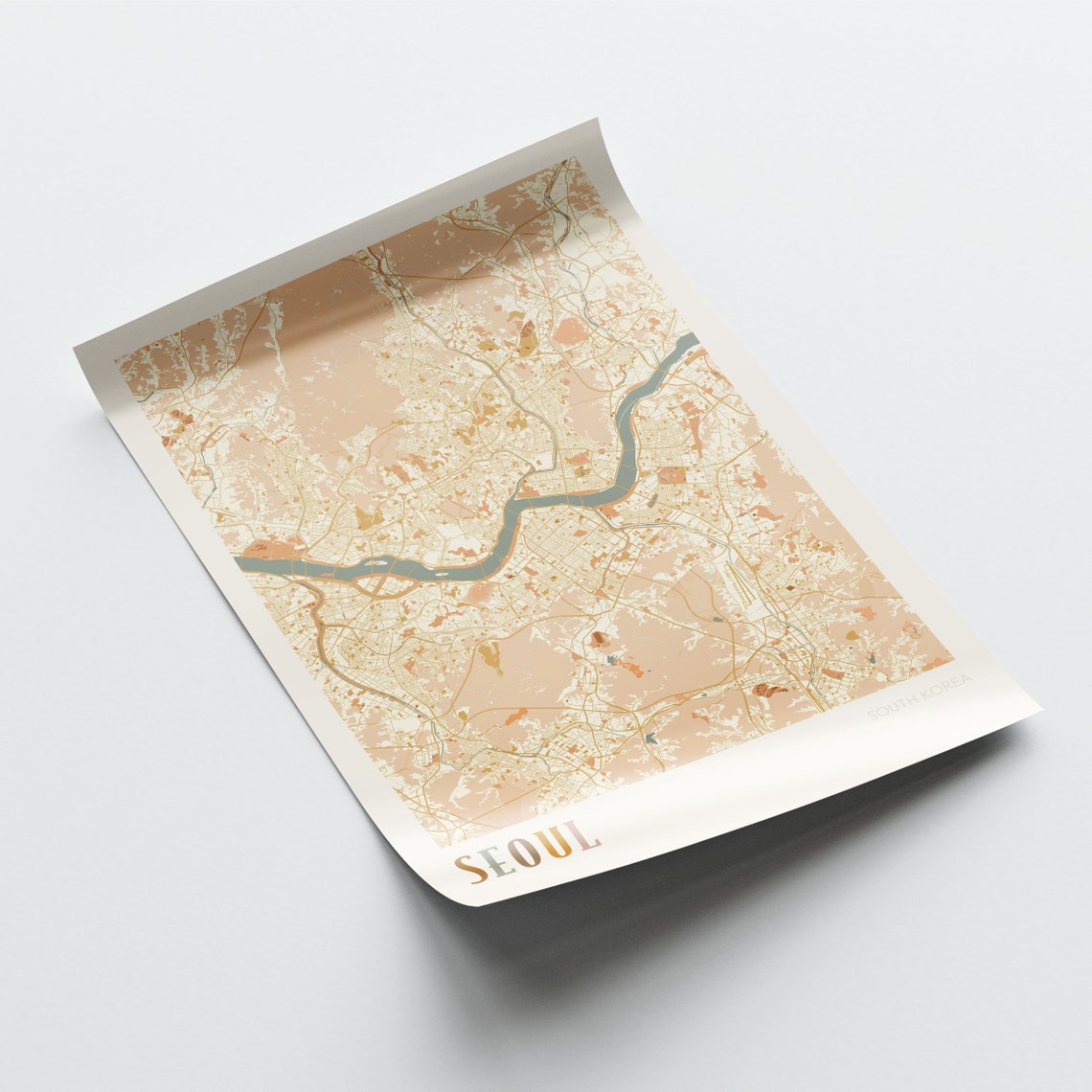 Seoul Map Poster Seoul Wall Art Seoul City Map Map Of Seoul Seoul Map Print Seoul Travel Print Seoul South Korea Boho Wall Art - Image 2