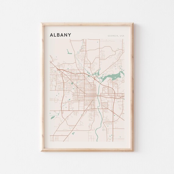 Albany Georgia Minimalist Terracotta Street Line Art Map Poster