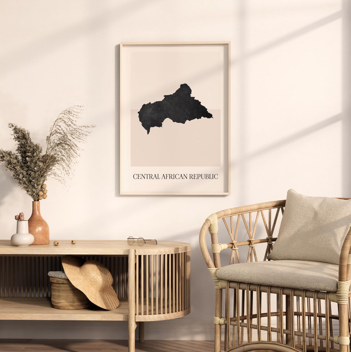 Central African Republic Map Silhouette Minimalist Art Poster - Image 2