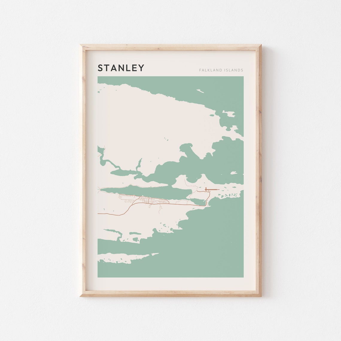 Stanley Falkland Islands Minimalist Boho Coastal City Map Poster