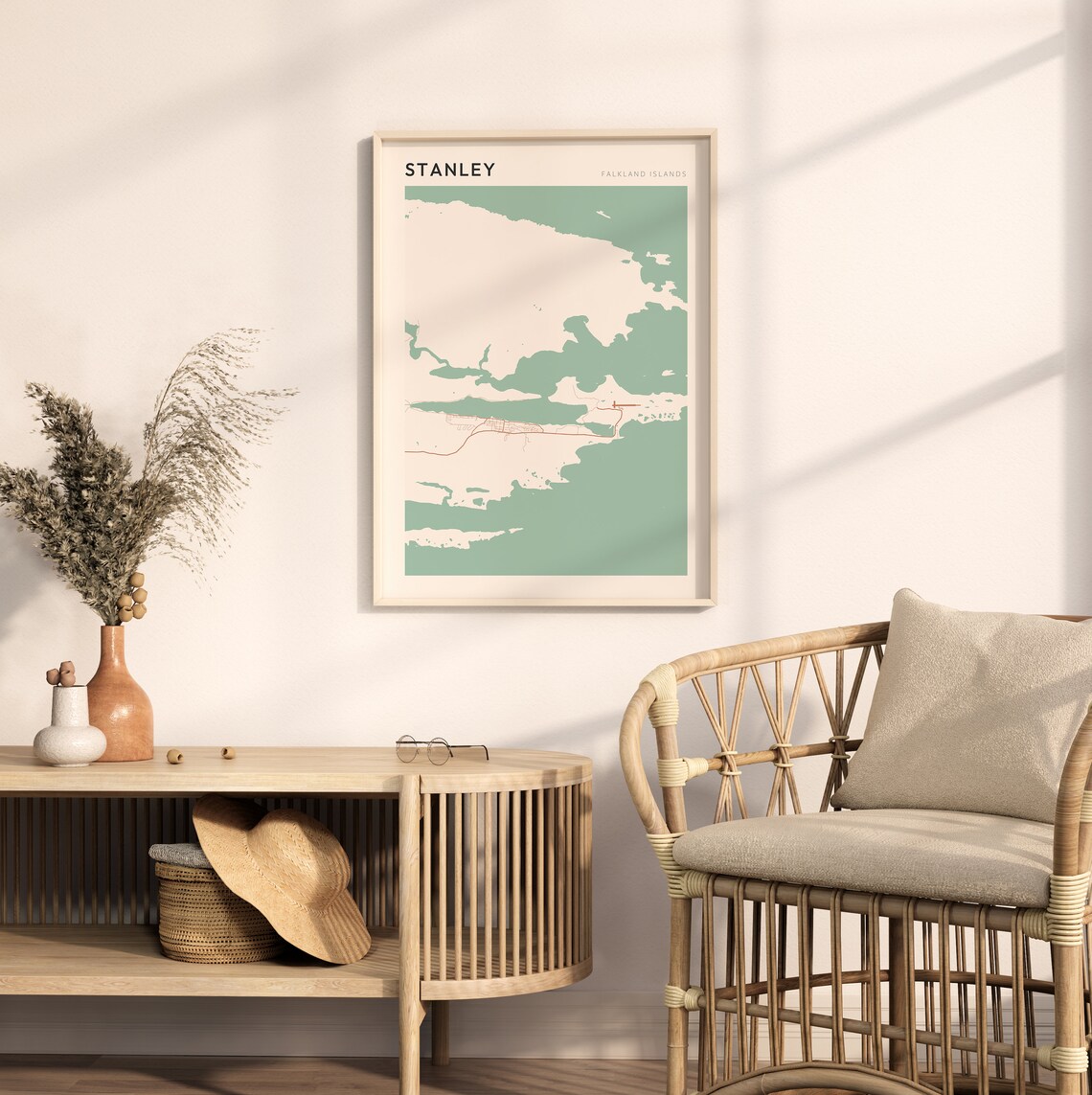 Stanley Falkland Islands Minimalist Boho Coastal City Map Poster - Image 2
