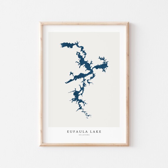 Eufaula Lake Print Poster Art Wall Map House Gift Oklahoma