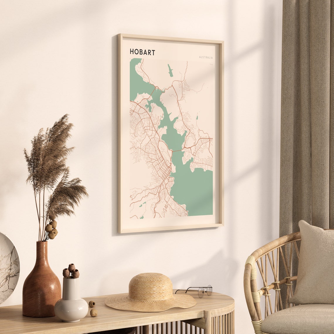 Hobart Tasmania Australia Modern Minimalist Harbor Map Poster - Image 3