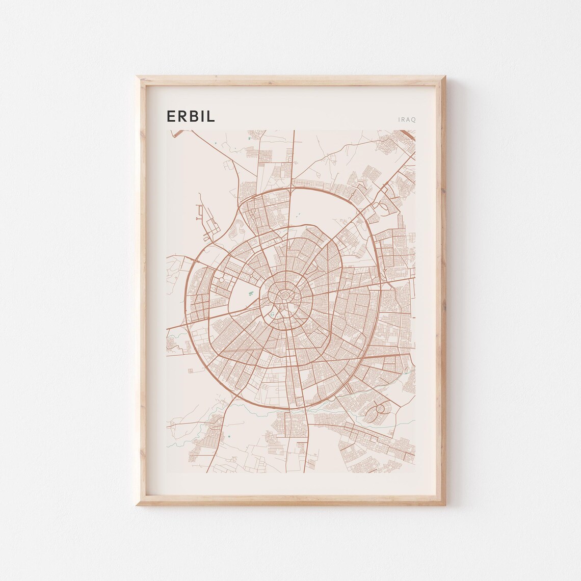 Erbil Iraq Minimalist City Map Line Art Neutral Travel Gift Poster