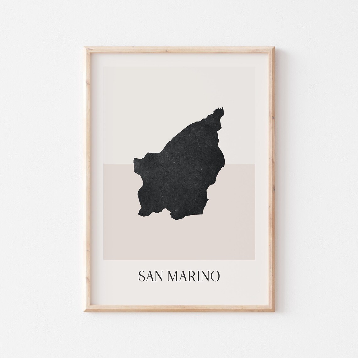 San Marino Minimalist Country Map Beige Silhouette Travel Poster