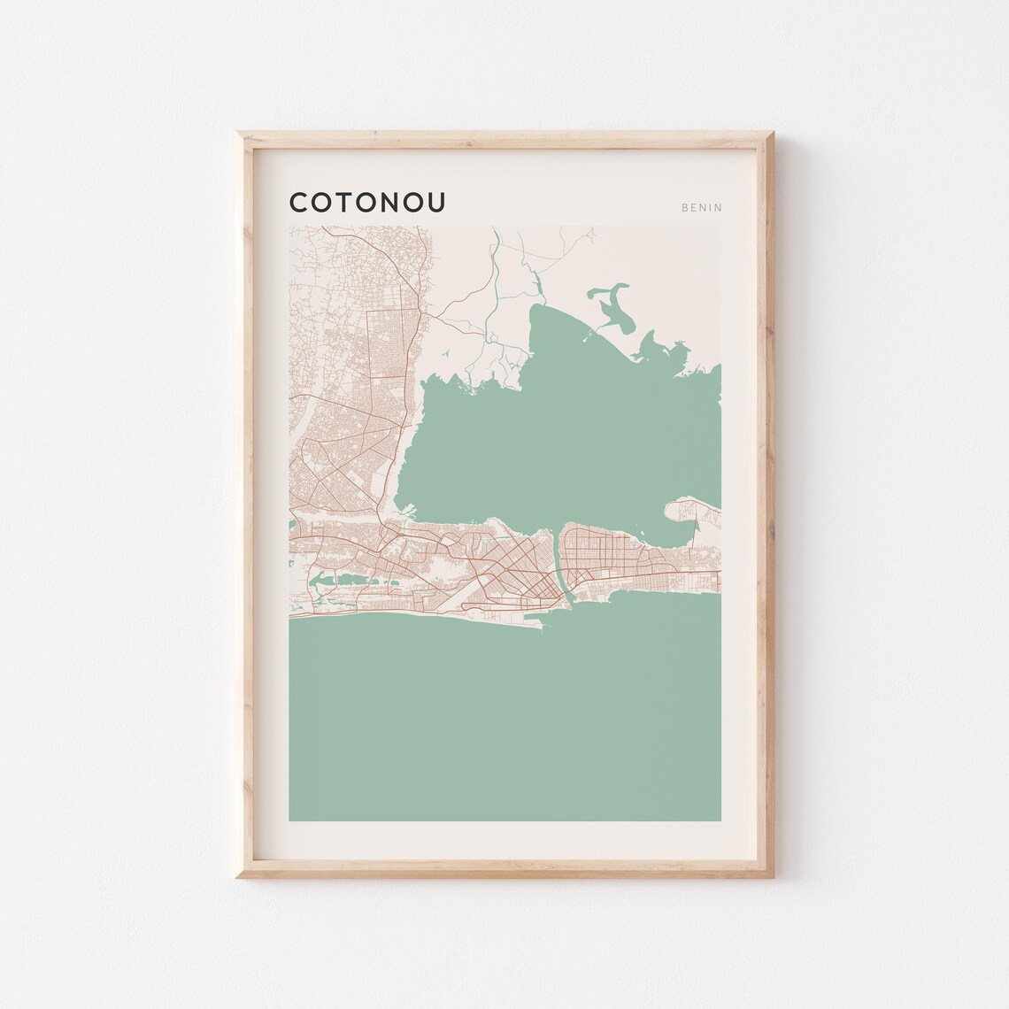 Cotonou Map Poster Print Wall Art Benin Travel Gift Minimalist