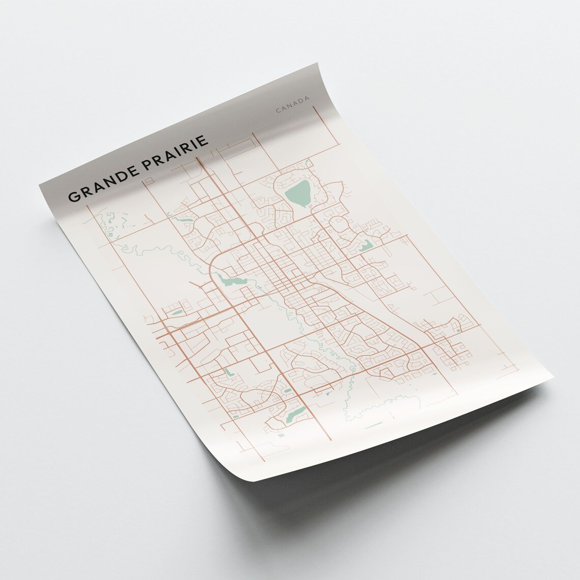 Grande Prairie Canada Minimalist City Street Map Art Poster Home Decor - Image 2