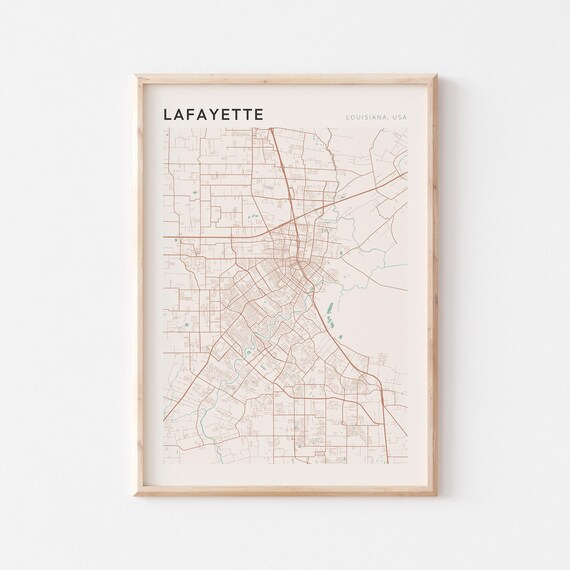 Lafayette Louisiana Modern Minimalist City Street Map Art Poster
