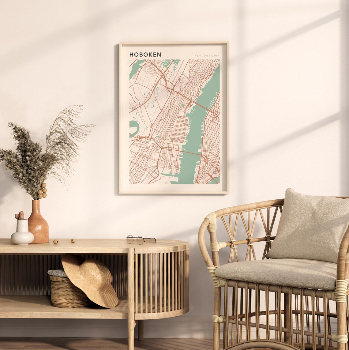 Hoboken Map Travel Poster, Minimalist New Jersey Print - Image 2