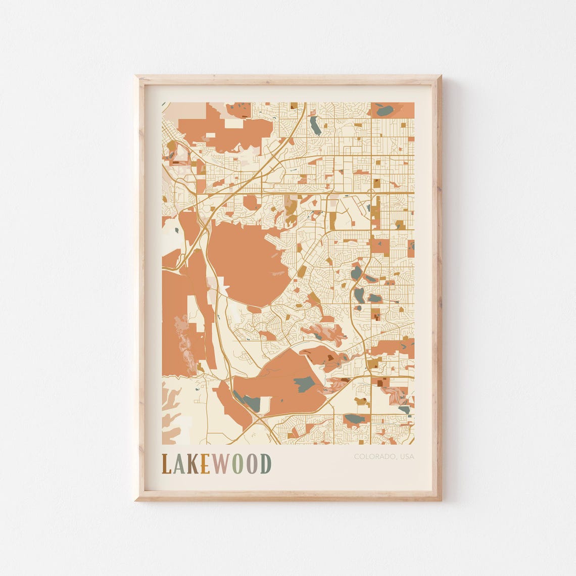 Lakewood Colorado Modern Block Style City Map Wall Decor Poster